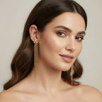 Seraphina Treasures Nyxalis gold metal ear clip with long chain fringe, no pierced ears needed.