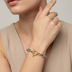 Seraphina Treasures Opaline bracelet with silver and gold tone chunky chain links and toggle clasp.