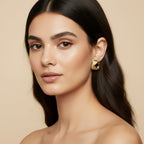 Seraphina Treasures Ophira gold square earrings with black inlay and textured border.