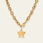 Seraphina Treasures Orla gold-tone chunky chain necklace with a star pendant. Modern celestial charm.