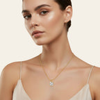 Seraphina Treasures Orpheus gold necklace with oval clear zircon pendant and extender chain. Waterproof and hypoallergenic.
