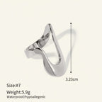 Seraphina Treasures Orvian silver abstract wave ring, size 7, 3.23cm height.