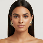 Seraphina Treasures Regalia openwork scalloped stud earrings in gold and silver tones.