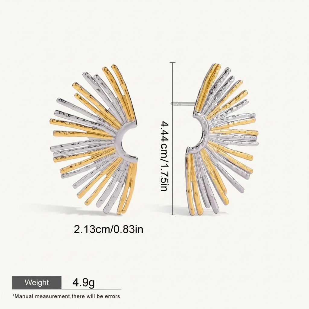 Seraphina Treasures Regalia openwork scalloped stud earrings in gold and silver tones. Lightweight and hypoallergenic.