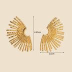 Seraphina Treasures Regalia gold-tone metal fan-shaped earrings with openwork scalloped design. Lightweight studs.
