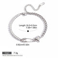 Seraphina Treasures silver bracelet with cubic zirconia, safety pin, and heart charm. Adjustable length.