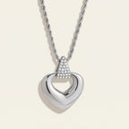 Seraphina Treasures silver heart pendant necklace with crystal accents and rope chain.