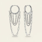 Seraphina Treasures silver multi-chain hoop earrings with delicate tassels. Minimalist, elegant design.