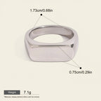 Seraphina Treasures Thalora silver-tone stainless steel signet ring with a smooth, geometric design. Waterproof and hypoallergenic.