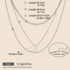 Seraphina Treasures Skotera three-layer silver necklace with zircon pendant, extender chain, hypoallergenic and waterproof.