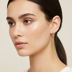 Seraphina Treasures Solarin gold heart and chain drop earrings with tassel detail. Hypoallergenic.