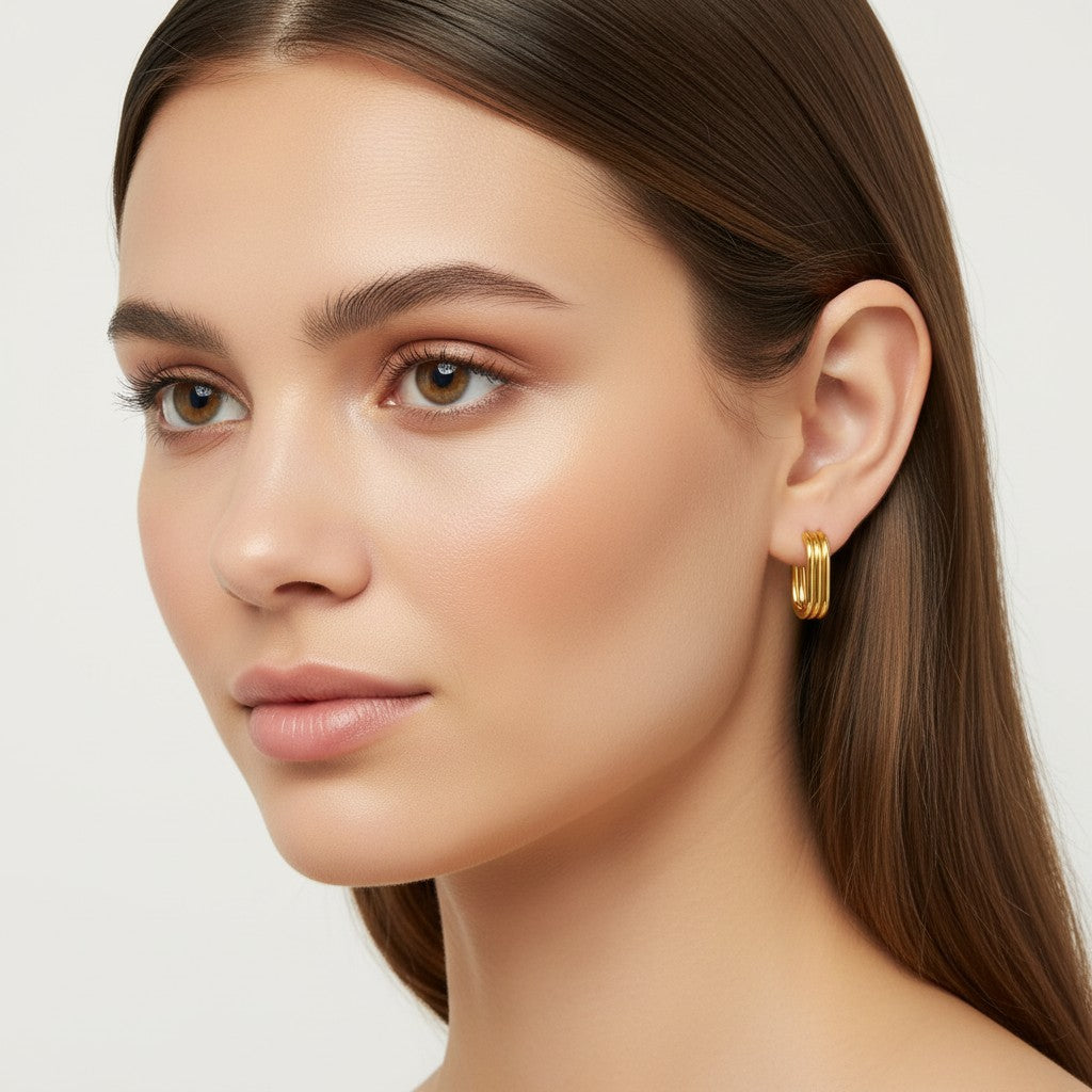 Seraphina Treasures Solisia gold layered rectangular hoop earrings