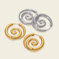 Seraphina Treasures Morviane gold and silver spiral hoop earrings with polished finish.