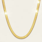 Seraphina Treasures Sterline gold herringbone necklace, smooth and elegant for everyday wear.