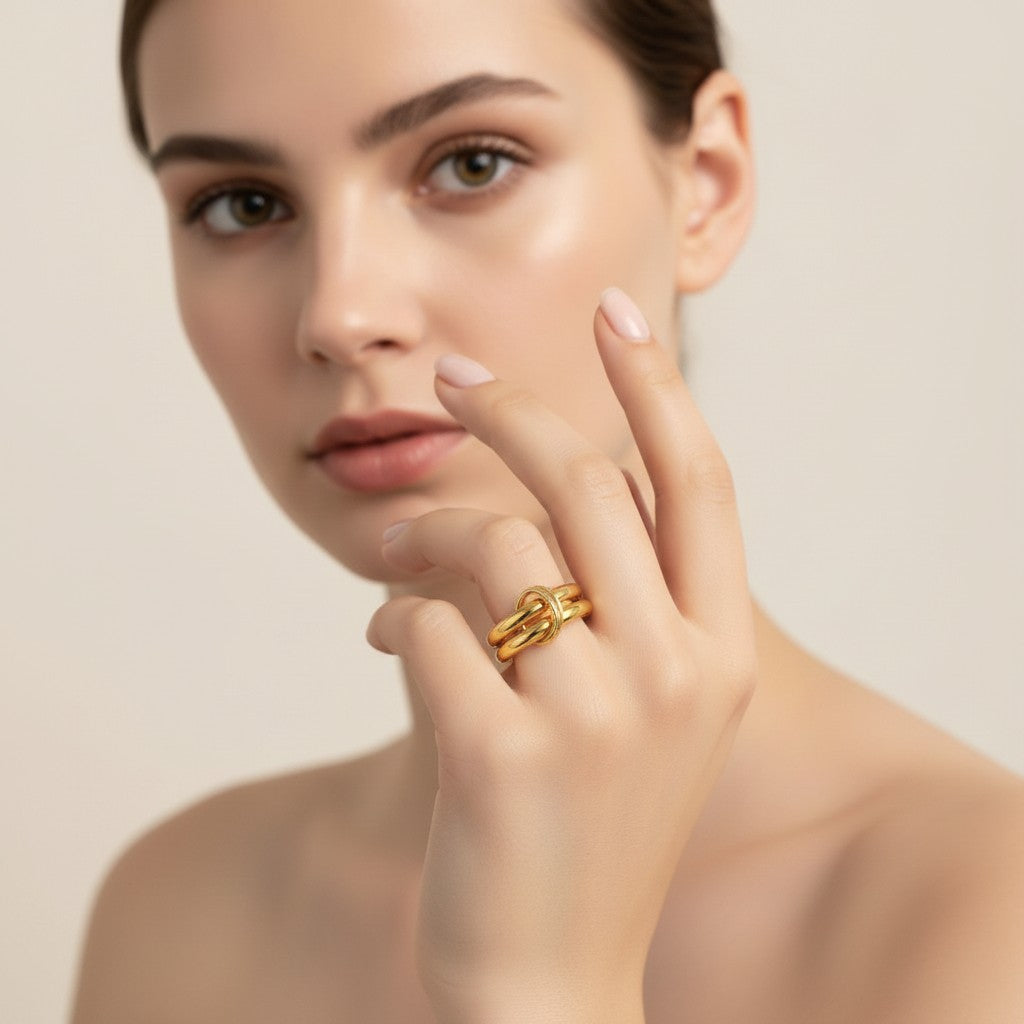Seraphina Treasures Sybilla two-layer ring in silver and gold with a glossy finish.