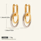 Seraphina Treasures Tiaris two-tone gold and silver U-shaped drop earrings with interlocking oval links.
