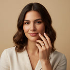 Seraphina Treasures Turqessa ring with a natural pearl on a gold band, featuring an open design.