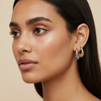 Seraphina Treasures Veyora gold and silver hoop earrings with bead accents. Lightweight and sophisticated.