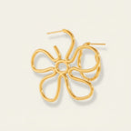 Seraphina Treasures Vyranthea gold flower hoop earrings with delicate, intricate design.