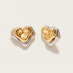 Seraphina Treasures Zaria two-tone heart stud earrings in gold and silver.