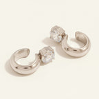 Seraphina Treasures Zevryn silver ear clip earrings with clear cubic zirconia stones, perfect for non-pierced ears.