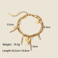 Seraphina Treasures Zorya gold-tone stainless steel bracelet with layered chains, heart and star charms.