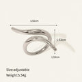Seraphina Treasures Zyra silver adjustable geometric ring with a fluid, modern design.